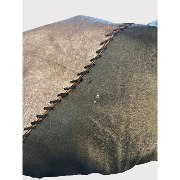 Vintage 80s Patchwork Leather Metallic Batwing Sleeve Sweater Top Retro Rare - Picture 6 of 8